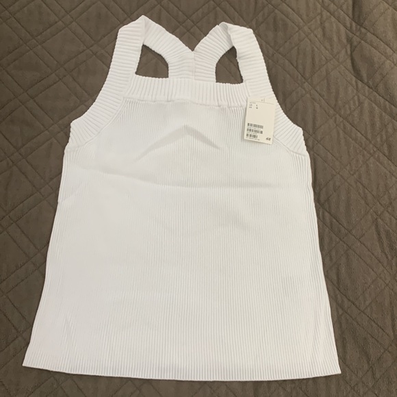 H & M White NWT Rib Knit Top size Large - Picture 9 of 17